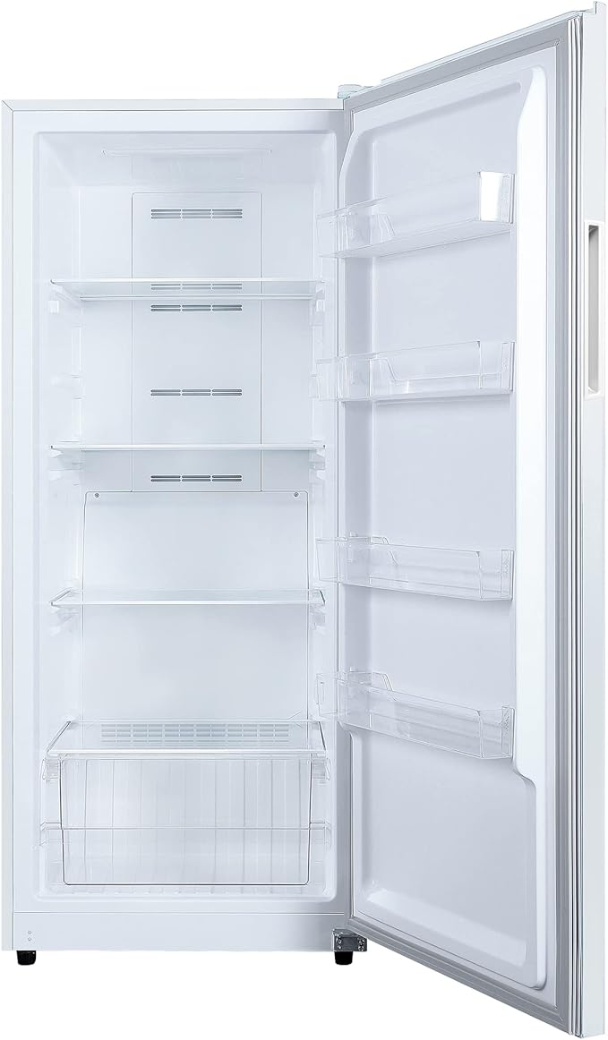Hamilton Beach HZ4941 14 cu ft Upright Convertible Fridge/Freezer-Frost Free-Reversible Door-Removable Glass Shelves-LED Interior Light, White