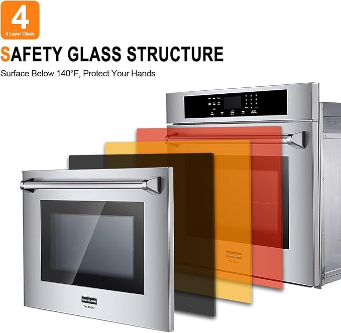 GASLAND 30 inch Electric Wall Oven,Gasland Built-in 8 Cooking Function Single Ovens with Self-cleaning Convection Fan Touch Control,Stainless Steel