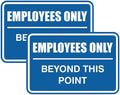 All Quality Classic Framed Employees Only Beyond This Point Wall or Door Sign | Easy to Install Business Signage - Medium (Blue) 2 Pack