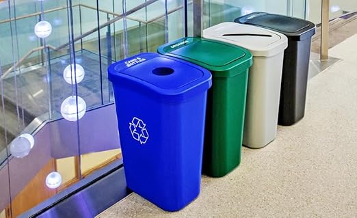 City Box 7 Gallon Four Bin Station for Trash and Recycling with Lids for Residential, Business, and Commercial Recycling - NYC Compliant (Four Bin Cans Paper Organics Waste)