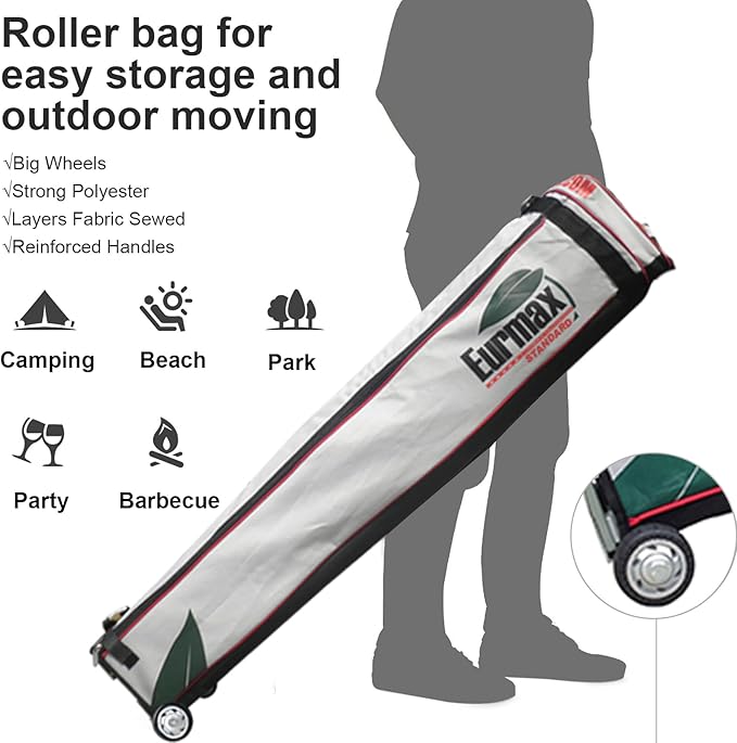 Eurmax USA Standard 10x10ft Patio Pop Up Canopy Tent for Outdoor Events Commercial Instant Canopies with Heavy Duty Roller Bag,Bonus 4 Canopy Sand Bags (Blue)