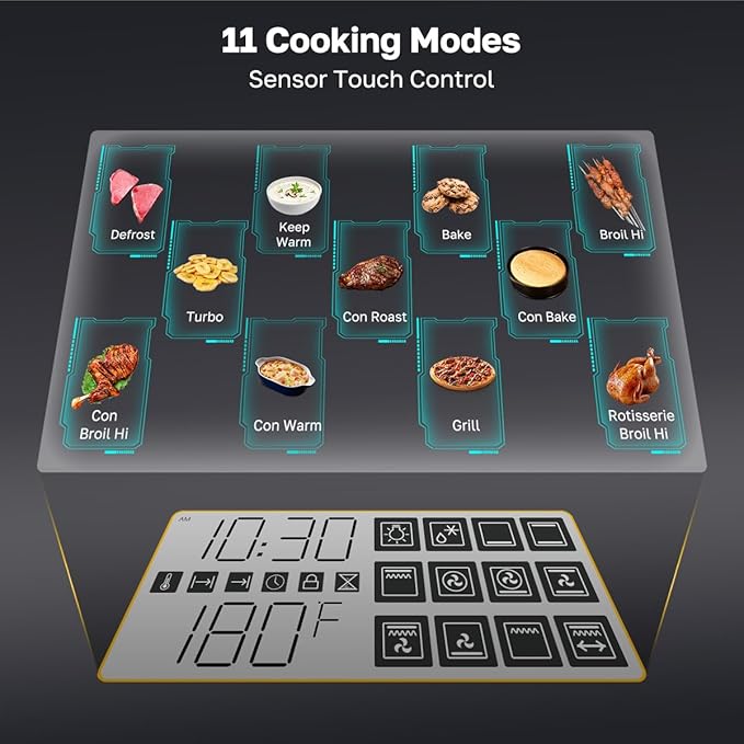 24" Single Wall Oven, ThermoMate 2.6 Cu.Ft. Electric Wall Oven with 12 Functions, White Built-in Convection Ovens, Sensor Touch Control, Safety Lock, ETL Certified, 3100W