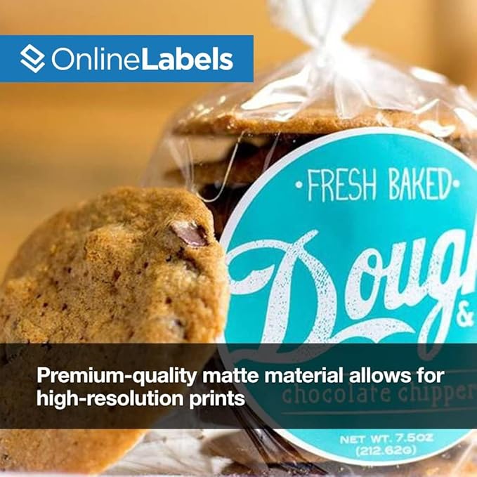 2.5" Round Labels - Permanent Adhesive, White Matte - Great for Candle & Jar Lids, Products, Favor Labels - Pack of 24,000 Circle Stickers, 2,000 Sheets - Inkjet/Laser Printers, OL350WX, OnlineLabels