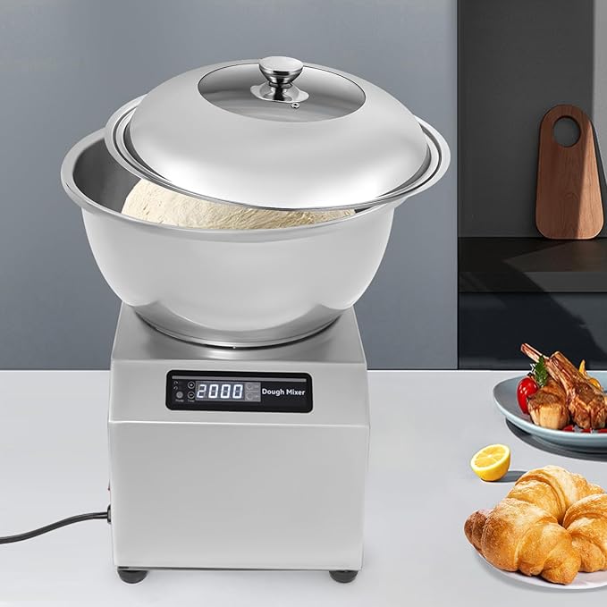 Commercial Dough Mixer, 1500W Large Capacity Dough Maker with Timer and Dual Rotation, Heavy Duty Dough Kneader with 17.6 lbs Stainless Steel Bowl for Home Bakery, Restaurant, Noodle & Bread Making