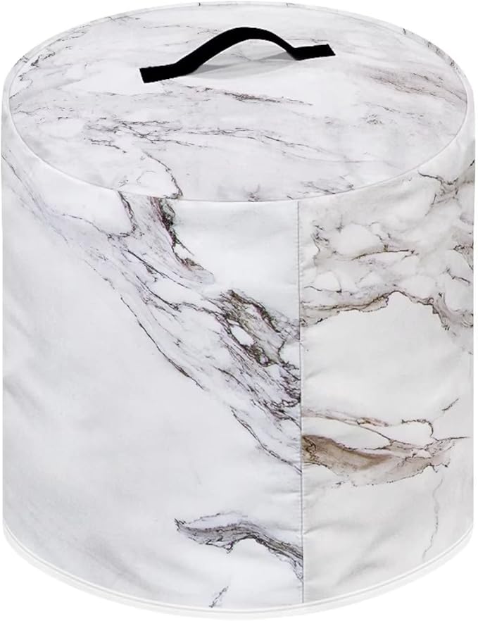 Air Fryer Dust Cover Compatible with 8 Quart Insulated Kitchen Appliance Cover with Top Handle and Front Pockets for Women Gift, White Marble
