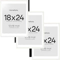 Homeforia 18 x 24 Poster Frame White, High End Oak 18x24 White Wood Picture Frame with Mat 16x20 Photo, 18 x 24 Wooden Frame Matted to 16 x 20, 24x18 Hanging Frames, Tempered Glass, Wall Kit, Set of 3