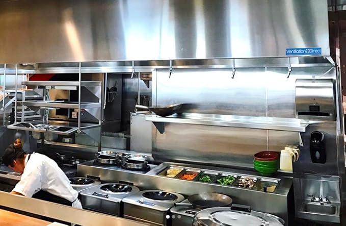Stainless Steel Commercial Exhaust Only Hood and Rooftop Exhaust Fan System - Includes Hood, Fan, and Roof Curb (7' Wall Exhaust)