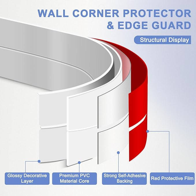 Wall Corner Protector Moulding Trim Peel and Stick Wall Corner Guards Trim Flexible Self Adhesive Edge Protector Moulding, 2.4 in x 40 Ft, Silver