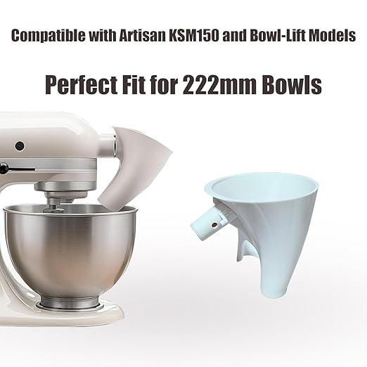 Flour Funnel for KitchenAid Stand Mixers, Compatible with Artisan KSM150 and Bowl Lift Models, Lightweight Baking Accessory, Easy-Pour and Clean Design