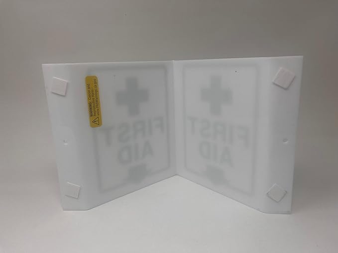 9" Width x 6" Height x 4" Depth Acrylic, Green on White Standard FIRST AID "V" Sign