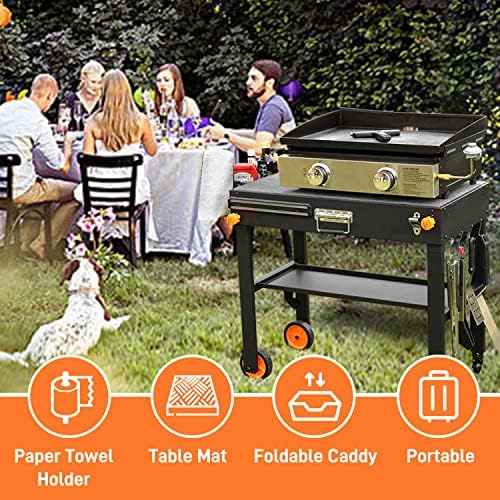 EUTRKei Grill Table for Blackstone Griddle, Portable Grill Cart with Caddy