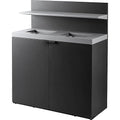 2-Stream Dark Gray Steel Garbage Recycling Station with Tray Holder 86 Gallon for Kitchen, Commercial Decorative Compost Bin