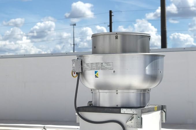 Stainless Steel Commercial Exhaust Only Hood and Rooftop Exhaust Fan System - Includes Hood, Fan, and Roof Curb (7' Wall Exhaust)