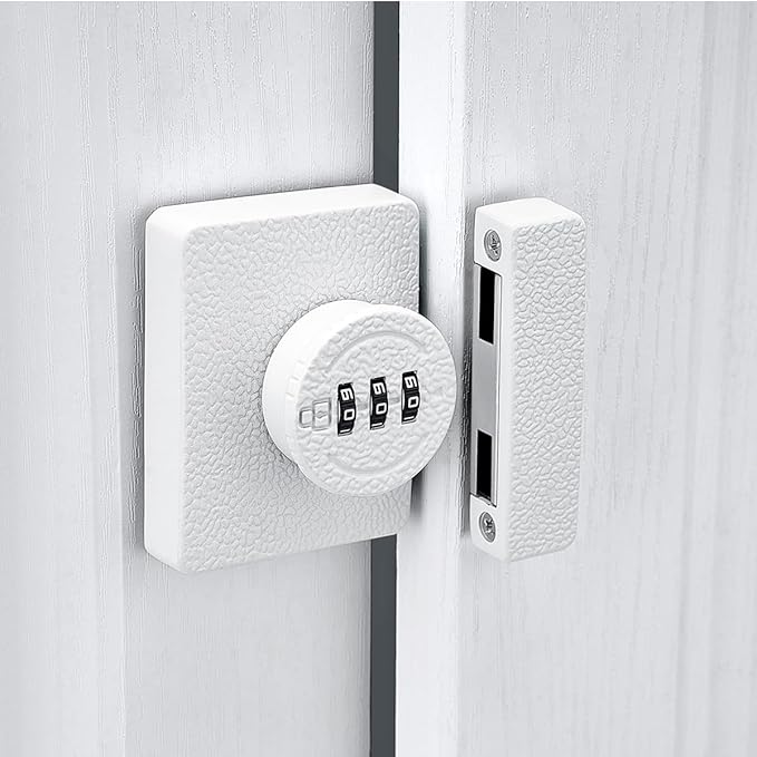 White Cabinet Lock,3 Digit Password Keyless,Anti Pry Mechanical Password Lock,Protect Privacy,for Drawer,Cabinets,Locker, Closet,Windows,Sliding Door,Bathroom,and Garden