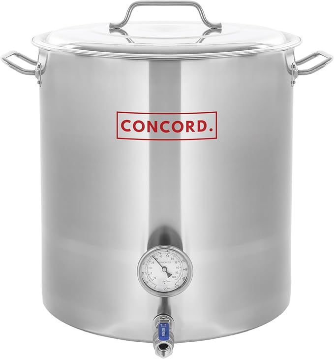 CONCORD Stainless Steel Home Brew Kettle Stock Pot (Weldless Fittings) (60 QT/ 15 Gal)