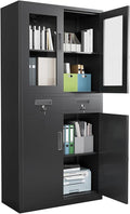 Metal Garage Storage Cabinet 72" with Locking Doors & 2 Drawers, Heavy Duty Mobile Tool Organizer with 3 Adjustable Shelves, File Cabinet for Home, Office, Workshop, Rolling Locker