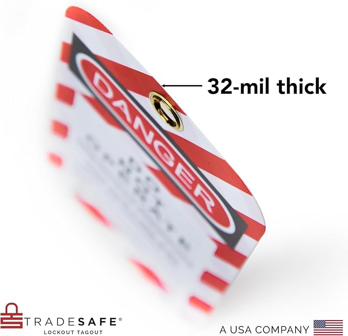 TRADESAFE Lockout Tagout Tags - 10 Danger Do Not Operate Tags with 10 Zip Ties, Premium 32 mil Vinyl, OSHA Compliant Loto Tags for Lock Out Tag Out, Out of Service, Electrical Equipment Repair