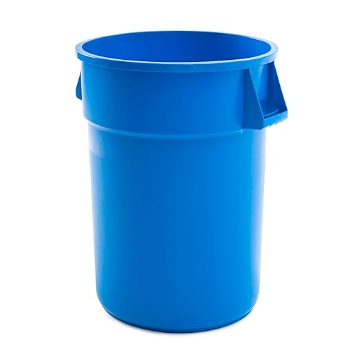 PRO&Family Commercial Round Trash Can, Ingredient Bin, Heavy-Duty Plastic, Anti-Static, Kitchen, Office, Outdoor Use (Blue, 44 Gallon)