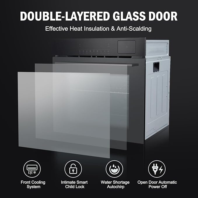 24 in Built-in Electric Wall Oven,Single Convection Oven with 70 L(2.5Cu.ft) Capacity,8 Cooking Modes & Touch Control for Baking, Roasting,Stainless Steel