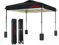 8x8 Pop Up Canopy, Easy Up Canopy Tent, Heavy Duty Tents for Parties, One Person Set Up Event Tent, Black