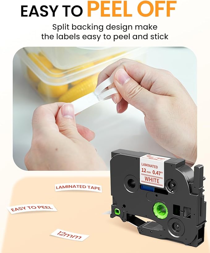 Replacement for Brother TZe-232 TZe232 Red on White TZe TZ Tape 12mm 0.47 Laminated P Touch Label Maker Tape, Compatible with Brother PT-D210 PT-D220 PT-H110 PT-D400 PT-D410 PT-D600 PT-1280, 2-Pack