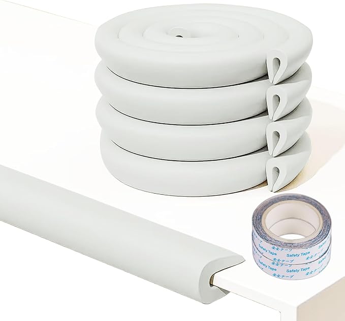 U-Shaped Foam Edge Protectors for Baby Proofing (4m Total) - 2cm Thick Non-Toxic Corner Guards for Coffee Table,Cabinet,Countertop - 4 Colors Safety Padding(Gray)