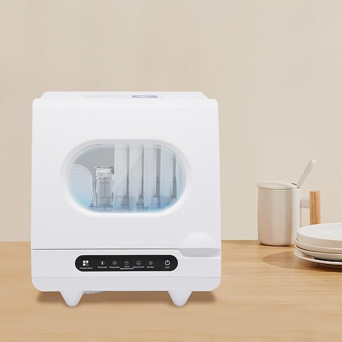 Portable Countertop Dishwasher, Compact Dishwasher, Mini Dishwasher with 5-Liter Built-in Water Tank for Apartments & RVs, Dorms and RVs,High-Temp& Air-Dry Function, No Hookup Needed,White