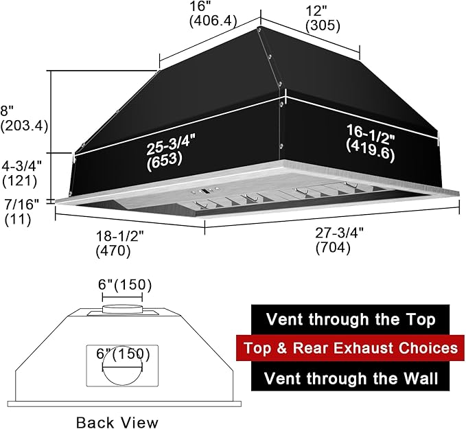 Akicon Range Hood Insert 30 Inch, Ultra Quiet, Powerful Suction Built-in Kitchen Vent Hood, Stainless Steel Ducted Stove Hood with Dimmable LED Lights, 3-Speeds 600CFM