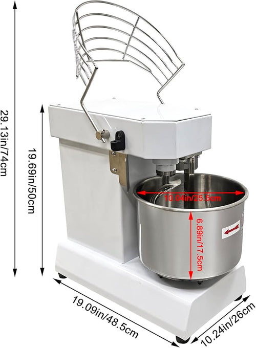 10L Commercial Dough Mixer with Dual Rotation and Dual Speed, 550W Electric Dough Kneading Machine, Time Set, Digital Display, for Bakery Pizzeria – 7.7 lbs Capacity