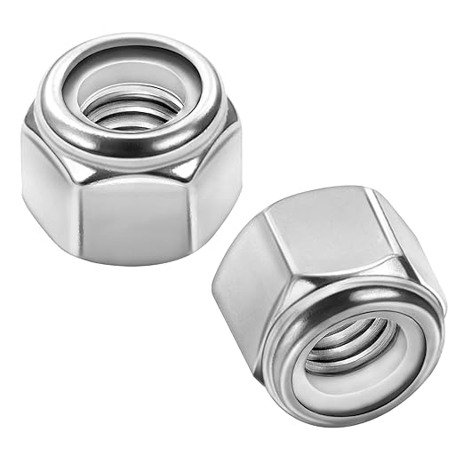 MewuDecor 5/16-18 Nylon Insert Hex Lock Nuts Locknuts, 304 Stainless Steel 18-8, Bright Finish, 50 PCS
