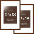 Homeforia 12 x 18 Walnut Wood Frame, High End Dark Oak 12x18 Brown Picture Frame with Mat 8.5x11 Photo, 12 x 18 Wooden Poster Frame Matted to 8.5 x 11, 18x12 Frames, Tempered Glass, Wall Kit, Set of 2