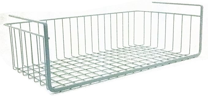 Modern Home Under Shelf Wire Storage Baskets – Hanging Organizer Rack for Cabinet, Pantry, or Closet – White Metal Basket for Kitchen, Towels, or Office – No Tools Required (18.9")