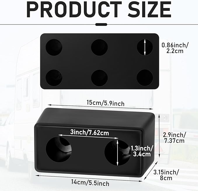 Flutesan 4 Pcs Rubber Bumper Pads 6 x 3 x 3.15 Inch Dock Bumpers Automotive Blocks Rubber Bump Stop Black Guards Dock Buffer for Truck and Trailer Protection, Equipment and Delivery Bays