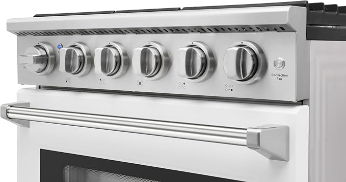 KOSTCH 30 inch Professional Freestanding Pro-Style Natural Gas Range or Liquid Propane Gas Range with 5 Burners, 4.55 cu.ft. Oven Capacity, in White- KOS-30RG03M (White-01)