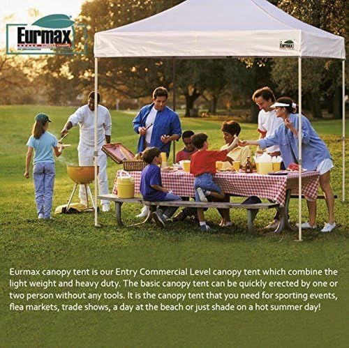 Eurmax USA Standard 10x10ft Patio Pop Up Canopy Tent for Outdoor Events Commercial Instant Canopies with Heavy Duty Roller Bag,Bonus 4 Canopy Sand Bags (Blue)