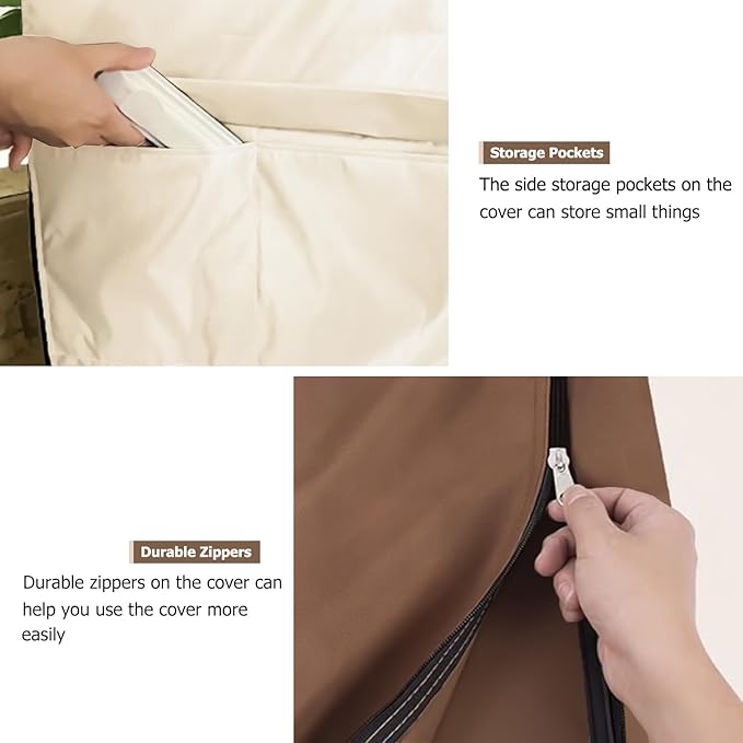 Wire Shelf Cover,600D Heavy Duty 100% Waterproof Shelf Covers for Wire Shelving,Outdoor Storage Shelves Cover for Metal Rack,48" W x 18" D x 82" H,Beige & Brown