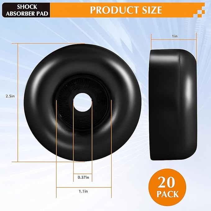 BBTO 20 Packs 2.5" Trailer Ramp Door Bumper, Trailer Door Bumper Compatible with Cargo Ramp Doors, Truck Gates Round Rubber Bump Stops Utility Accessories, Black