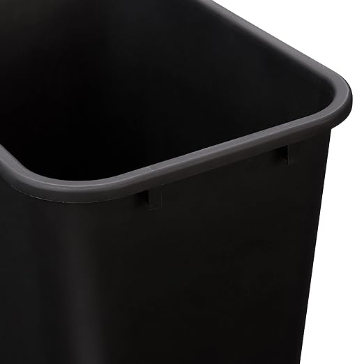 Amazon Basics Trash Can, Rectangular Commercial Office Wastebasket, 10 Gallon (Pack Of 1), 15.5"L x 11.5"W x 19.75"H, Black