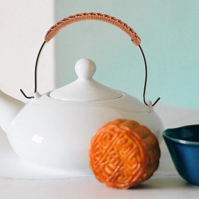 Hemoton Ergonomic Teapot Handle Replacement with Iron Frame and Heat Resistant Fleece Grip for Ceramic Kettle Safe Daily Use