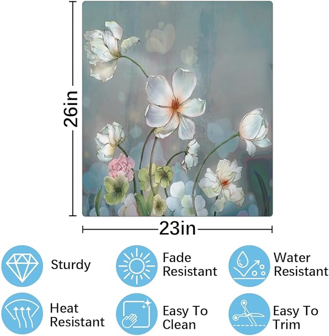 Dishwasher Magnet Cover Blooming White Flowers Front Dishwasher Cover Decoration Reusable Magnetic Door Cover Panel Decal Home Appliances Stickers Kitchen Refrigerator Fridge 23"x26"
