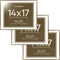 Homeforia 16x20 Diploma Frame Bronze, High End Metal 16 x 20 Certificate Frame with Mat for 14 by 17, 20x16 Document Frame Matted to 14x17, Graduation Degree Frames, Tempered Glass, Wall Kit, Set of 3