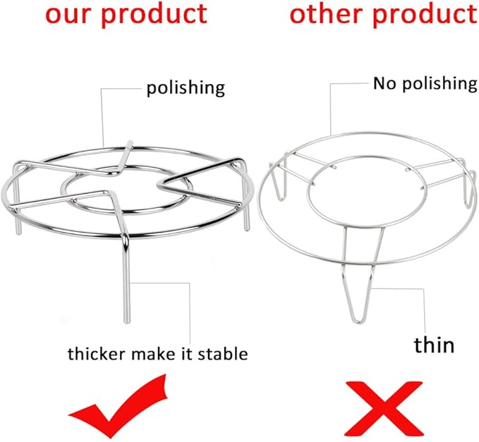 Steam Rack,Steaming Rack Stand,Steamer Basket,Heavy Duty Stainless Steel Metal Multi-function By Meleg Otthon (5.9" Diameter X1.2"High)