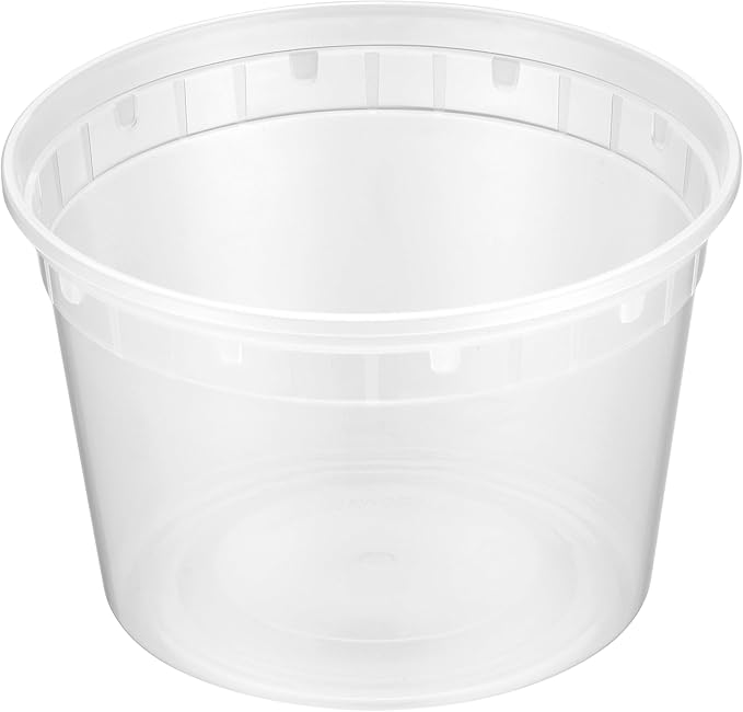 16oz [100 set] Heavy Duty Plastic Deli Container | BPA-Free Food Storage with Airtight Leak‑Proof Lids | Microwave, Freezer & Dishwasher Safe – Stackable, Bulk Reusable Soup & Meal Prep Tub
