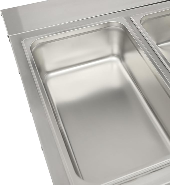 Commercial Electric Steam Table, 3-Pan Open Well Electric Stainless Steel Steam Table Food Warmer, Stainless Steel Steam Table, for Restaurant