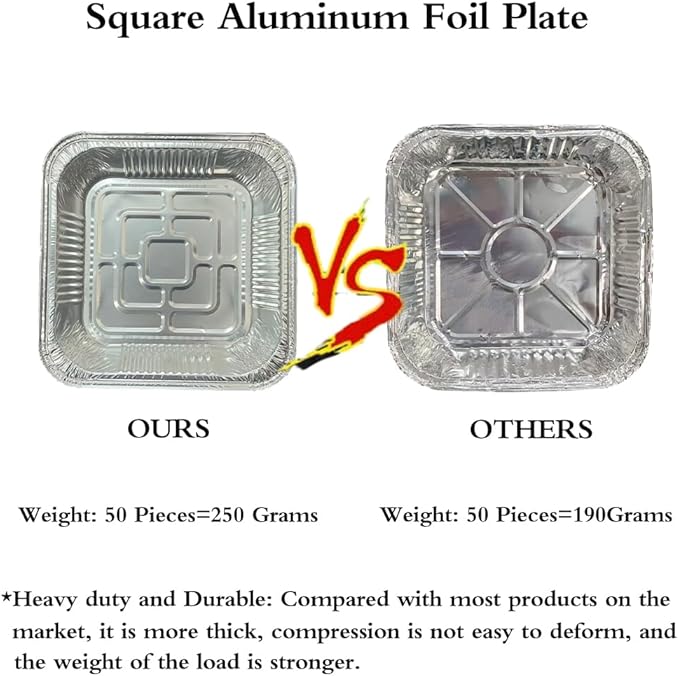 Non-Stick Disposable Air Fryer Aluminum Foil Liners Square 50PCS, Oil-Proof Aluminum Foil Tin Box Also for Steamer Basket Instant Pot Oven & Grill (6 * 6 Inch-Square)
