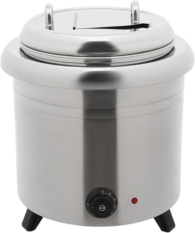 13QT Electric Soup Warmer, 400W Commercial Food/Soup Kettle Warmer for Restaurants and Party, Home, Catering (Silver)