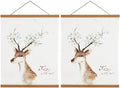 2 Pack Magnetic Poster Hanger Frame, 10x14 10x16 10x20 Light Wood Wooden Magnet Canvas Artwork Print Dowel Poster Hangers for Frames Hanging Kit (Teak Wood, 10", 2 Packs)