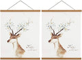2 Pack Magnetic Poster Hanger Frame, 16x24 16x22 16x20 Light Wood Wooden Magnet Canvas Artwork Print Dowel Poster Hangers Frames Hanging Kit (Teak Wood, 16", 2 Packs)