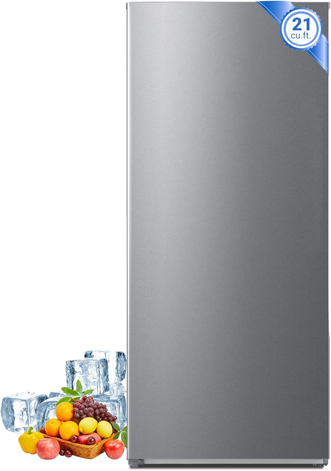 Smad 21 Cubic Feet Stand Up Freezer, Convertible Freezer/Refrigerator with LED Light, Stainless Steel Frost Free Upright Freezer with Left Open Door for Kitchen, Home,Garage