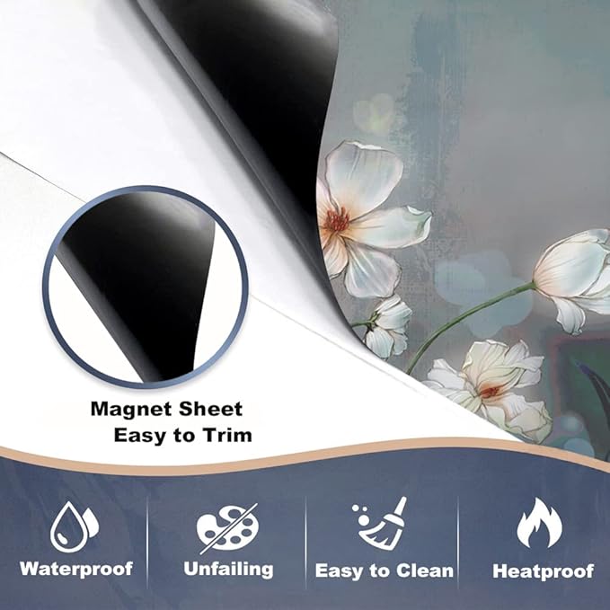 Blooming White Flowers Dishwasher Cover Decorative Magnet Dishwasher Covers for The Front Dishwasher Door Magnet Cover Sticker for Dishwasher Magnetic Dishwasher Cover Panel Decals for Kitchen